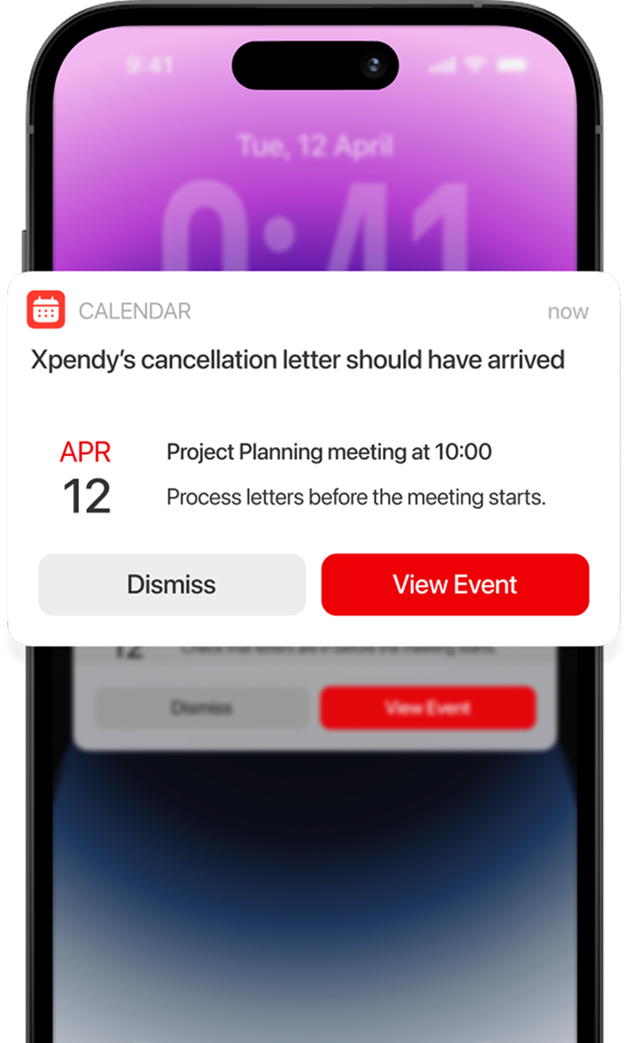 Scheduled calendar reminder for letter